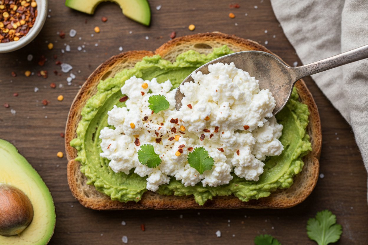 Cottage Cheese Avocado Toast preparation step 2