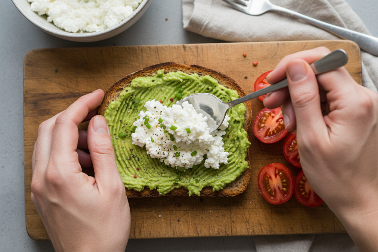 Cottage Cheese Avocado Toast preparation step 2