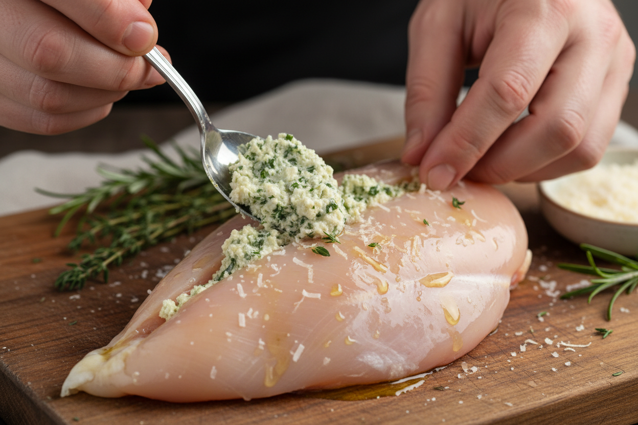 Low Carb Cream Cheese and Herb Stuffed Chicken 3 Cream Cheese and Herb Stuffed Chicken preparation step 2