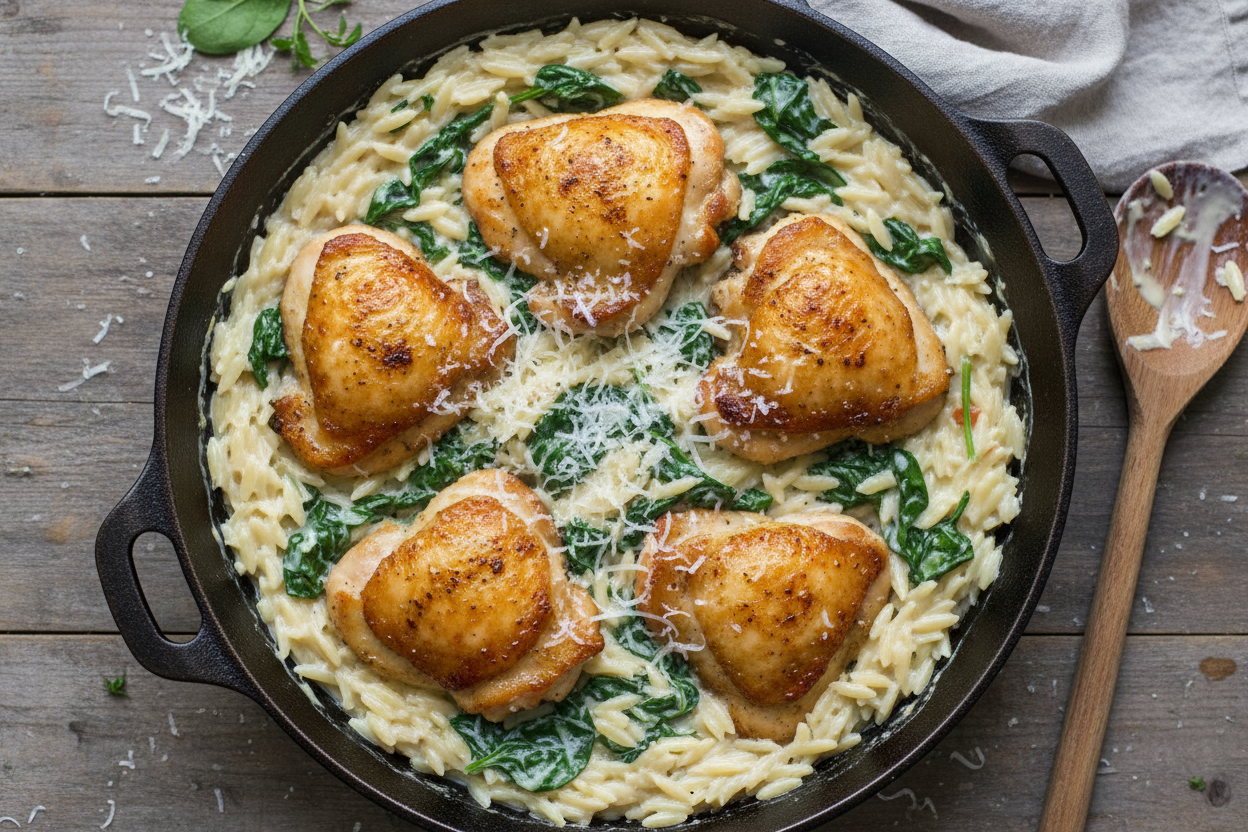 Creamy Chicken Orzo with Butternut Squash and Spinach 3 Creamy Chicken Orzo with Butternut Squash and Spinach preparation step 2