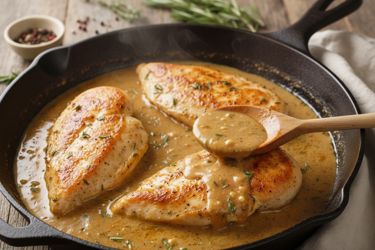 Creamy Garlic Chicken: Easy Single-Skillet Smothered Recipe 3 Creamy Garlic Chicken preparation step 2