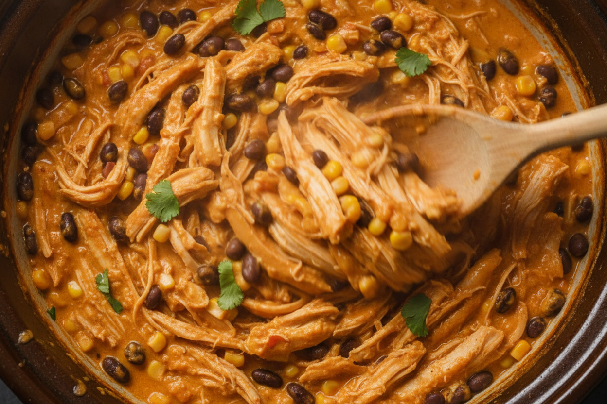 Creamy Slow Cooker Mexican Shredded Chicken Recipe 2 Crock Pot Fiesta Chicken preparation step 1