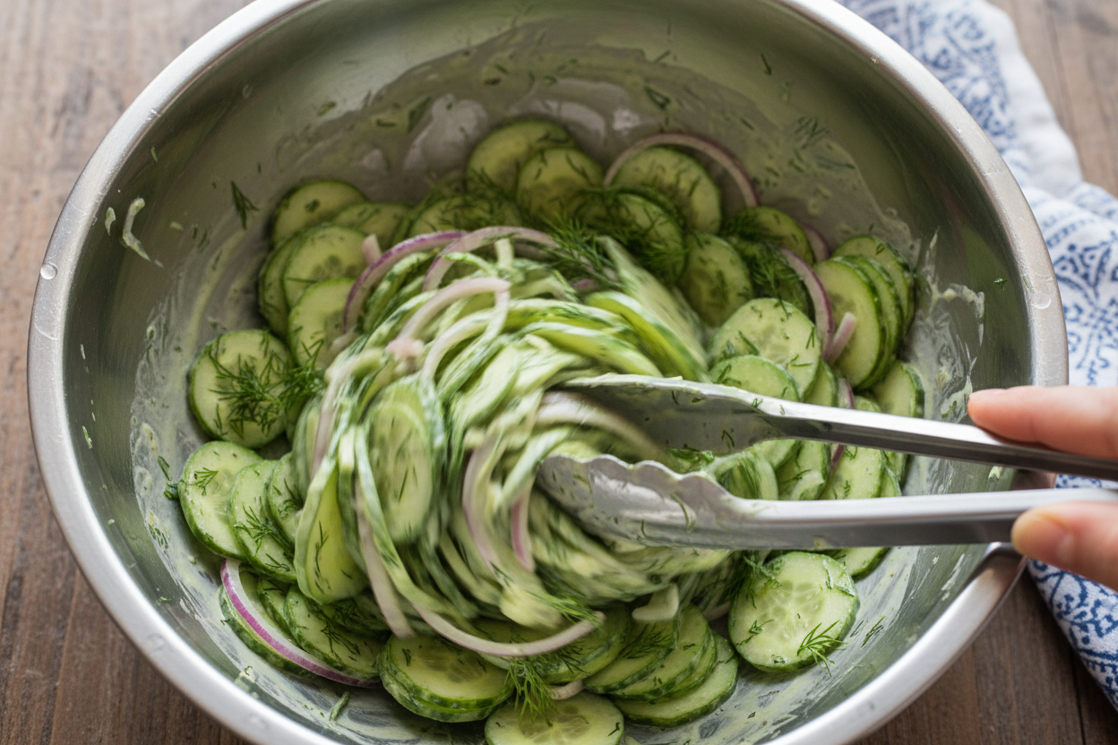 Cucumber Dill Salad preparation step 1