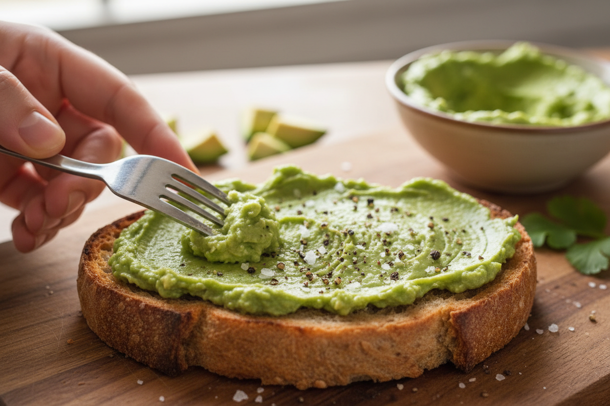 Cute Frog Avocado Toast preparation step 1