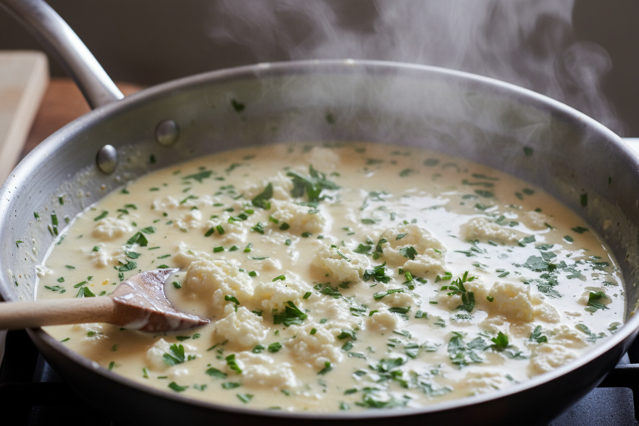 Delicious Garlic and Herb Boursin Fettuccine preparation step 1