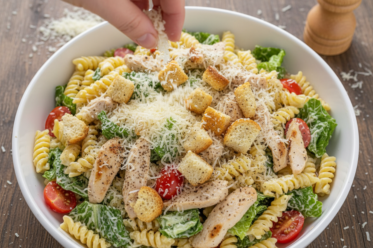 Easy Chicken Caesar Pasta Salad preparation step 2