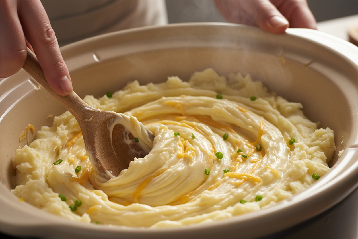Easy Slow Cooker Potato Soup (Creamy & Chunky) 3 Easy Crockpot Potato Soup Recipe preparation step 2