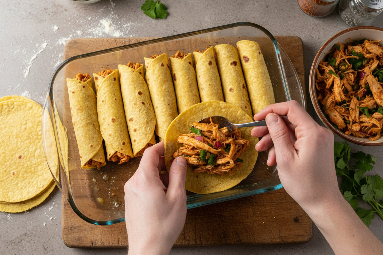 Easy Healthy Chicken Enchiladas – High Protein Comfort Dinner preparation step 2