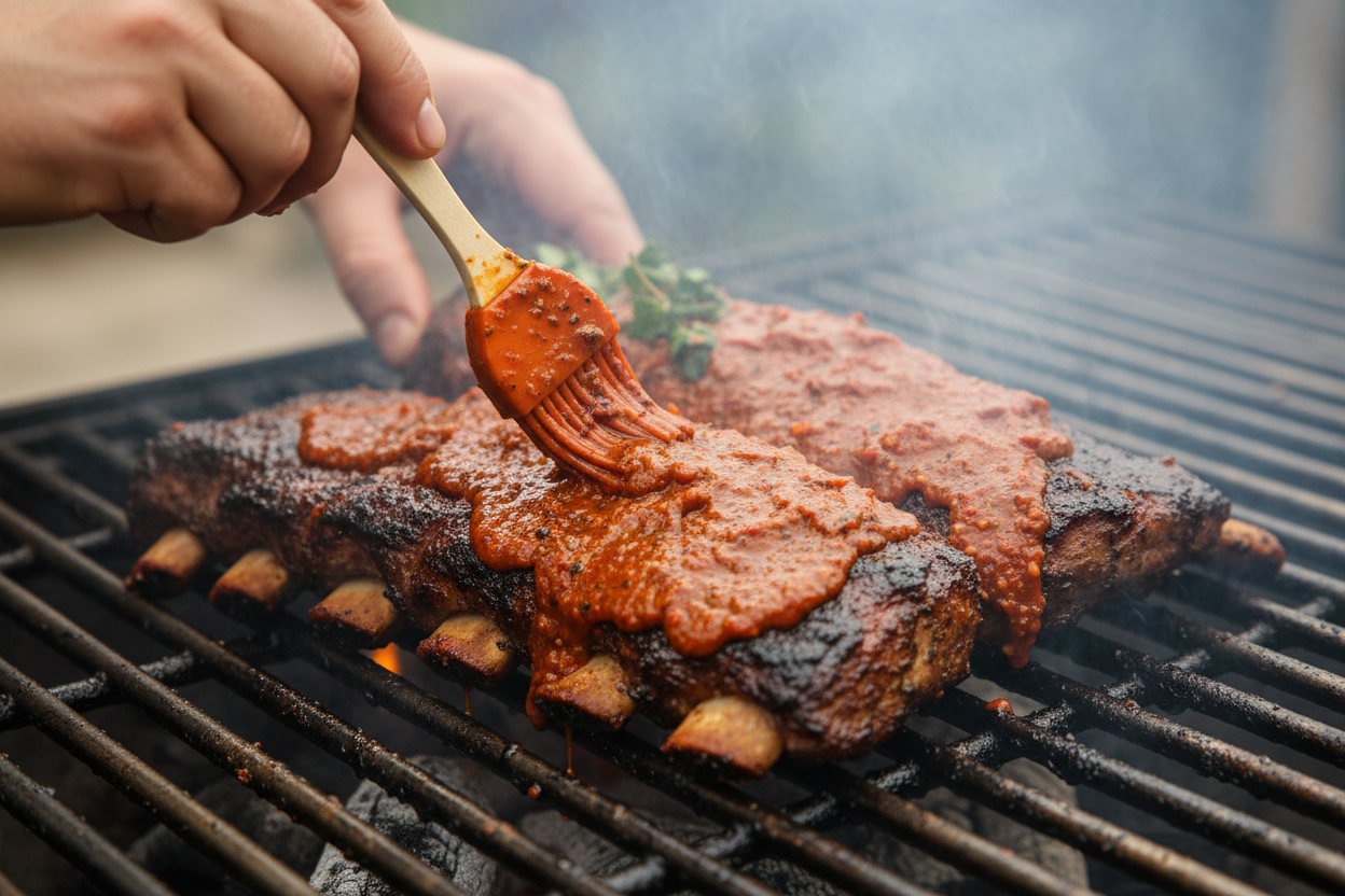 GRILLED BEEF RIBS WITH HOMEMADE SPICY BBQ SAUCE preparation step 1