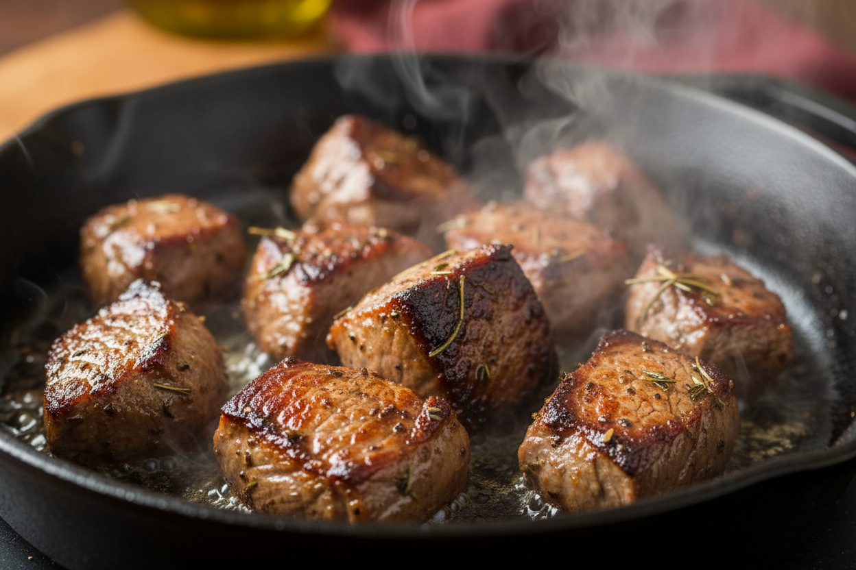 Flavor-Packed Garlic Parmesan Beef Bites with Mashed Potatoes 2 Garlic Parmesan Steak Bites with Mashed Potatoes preparation step 1