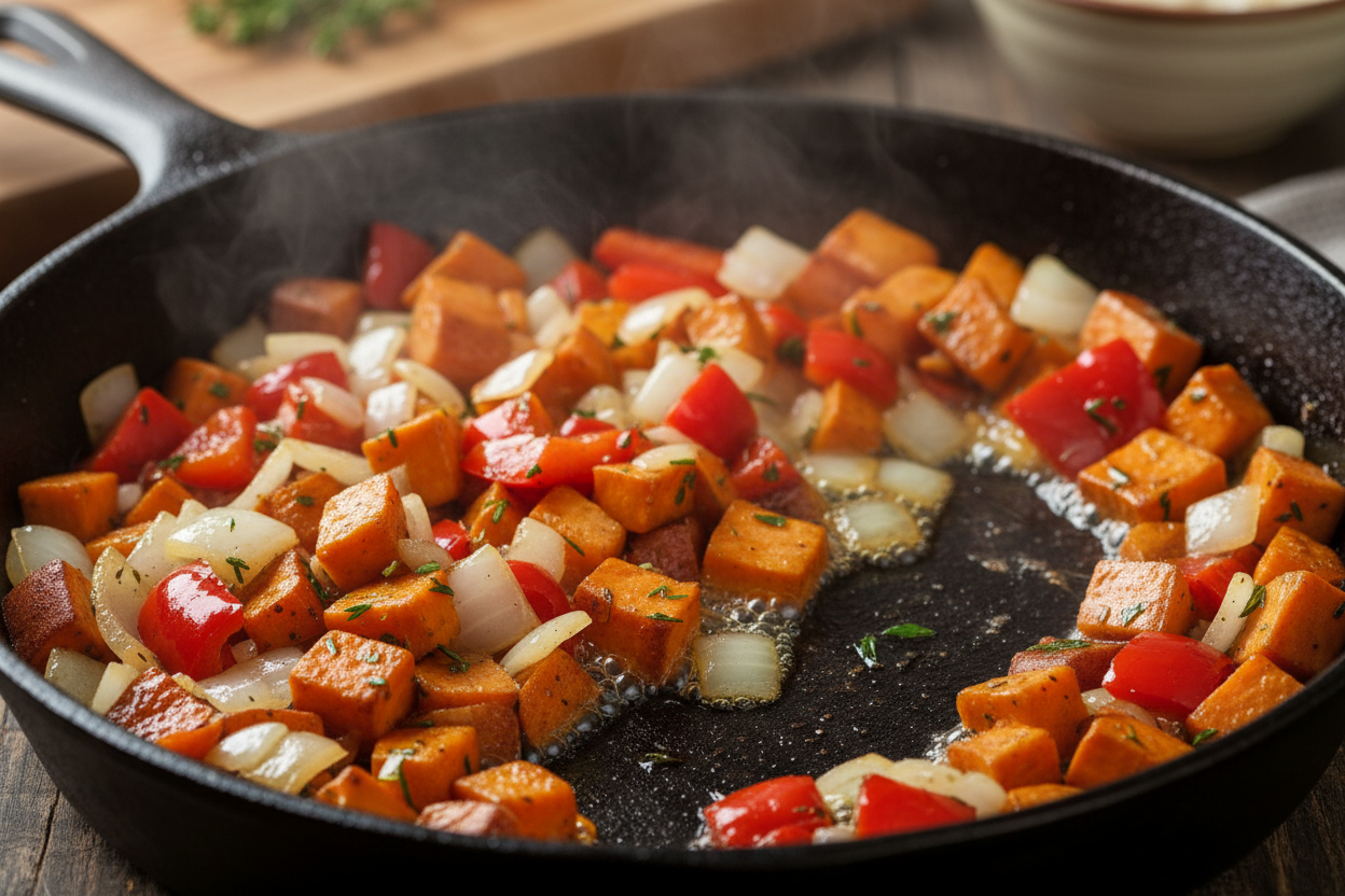 Healthy Ground Turkey Sweet Potato Skillet (One-Pan) 2 Ground Turkey Sweet Potato Skillet preparation step 1