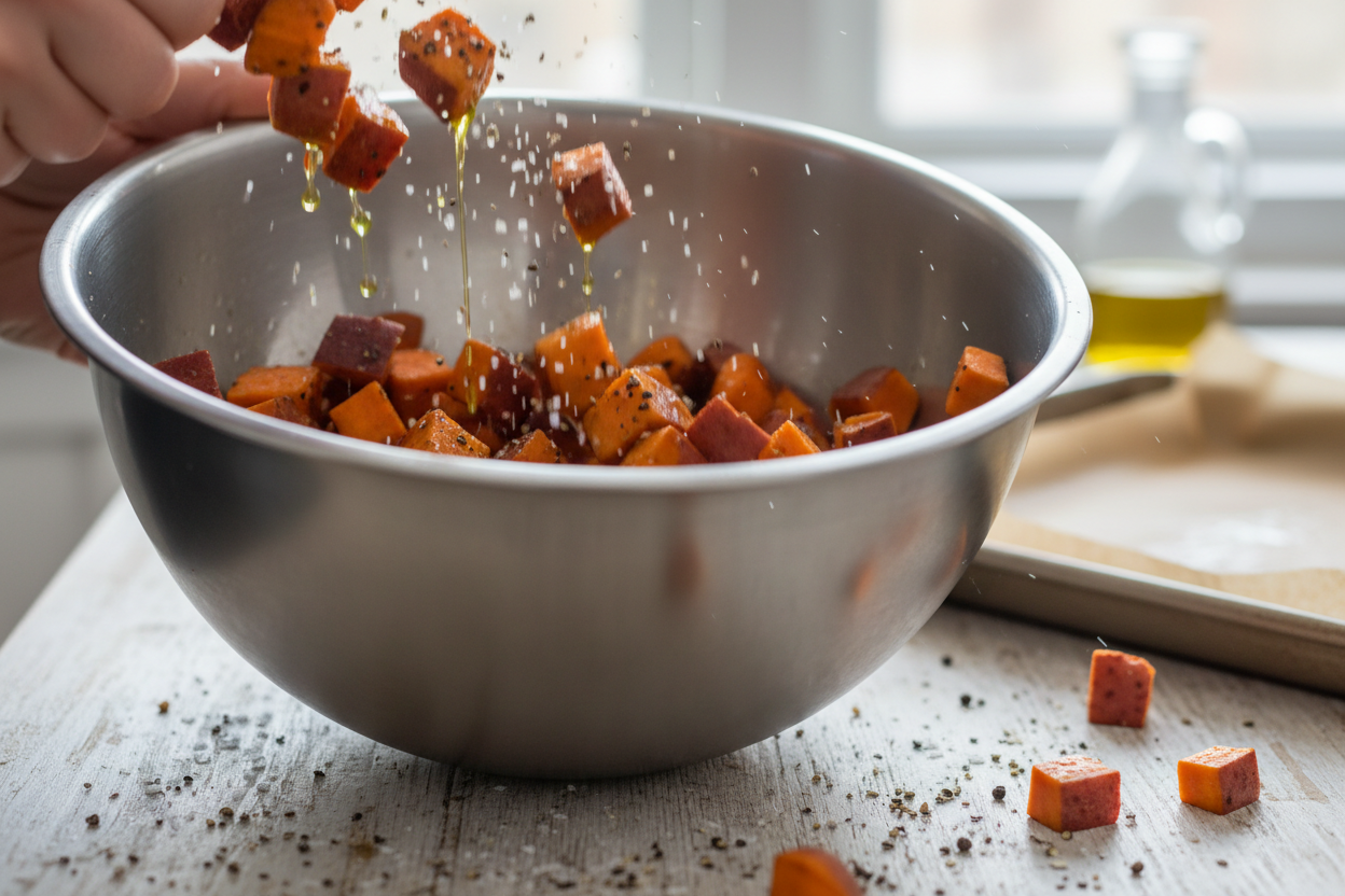 Healthy Barbecue Chicken & Sweet Potato Meal Prep Bowls 2 Healthy BBQ Chicken & Sweet Potato Bowl preparation step 1