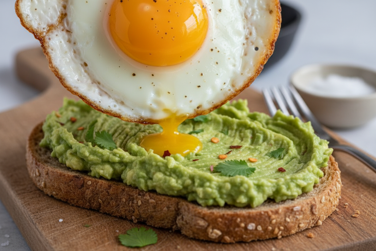 Healthy Breakfast Ideas for Weight Loss Avocado Toast with Egg & Detox Drink preparation step 2