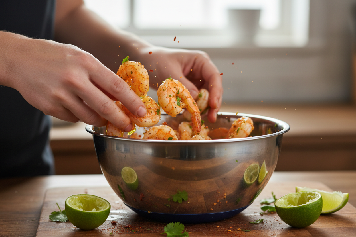 Healthy Grilled Shrimp & Avocado Bowls with Mango Salsa preparation step 1