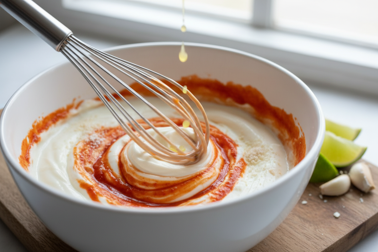 Healthy Sriracha Mayo with Greek Yogurt preparation step 1