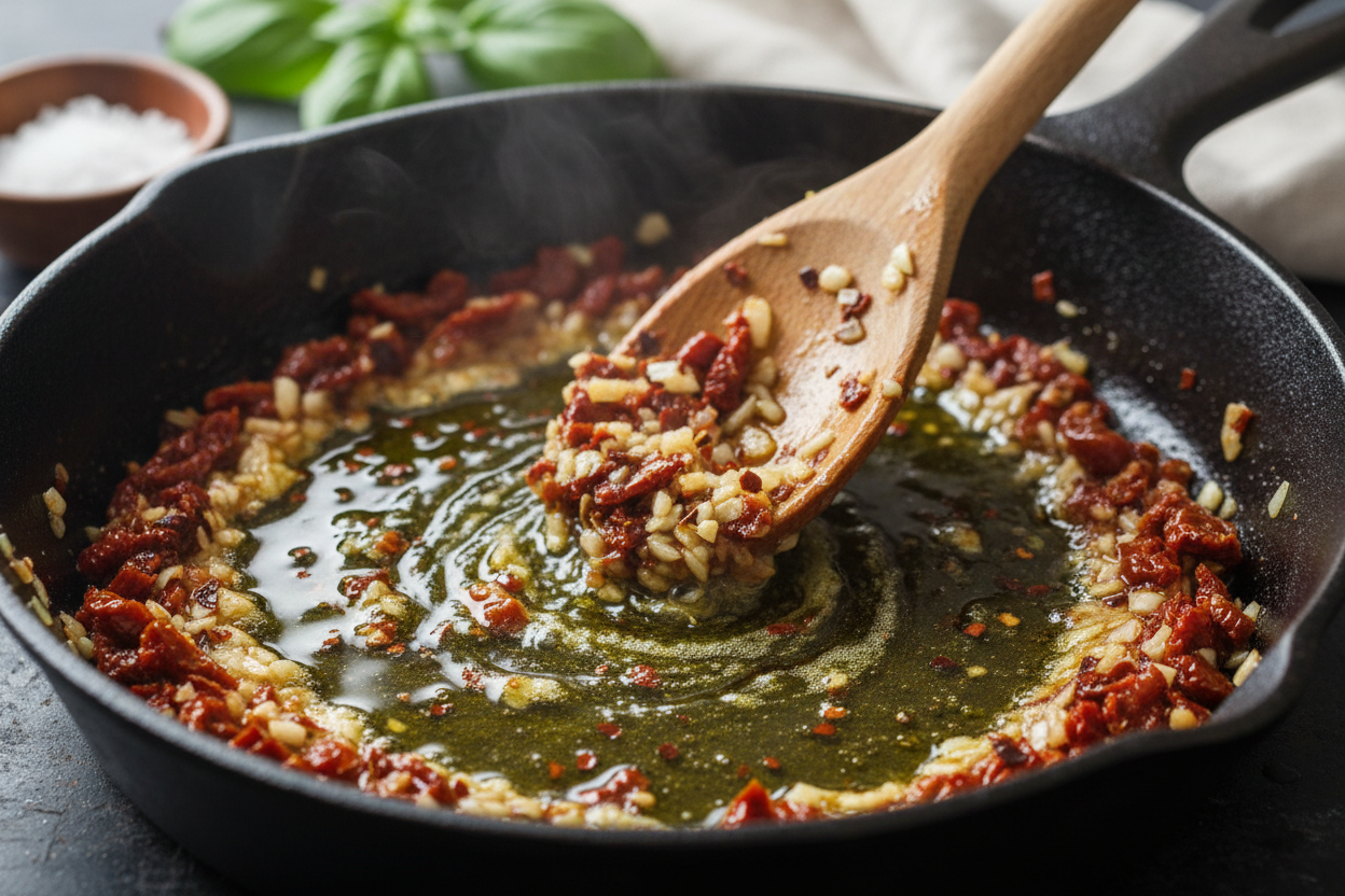 Healthy Creamy Chicken & Sun-Dried Tomato Penne Recipe 3 Healthy Tuscan Chicken Pasta preparation step 2