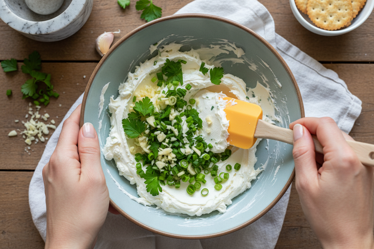 Homemade Boursin Cheese preparation step 1
