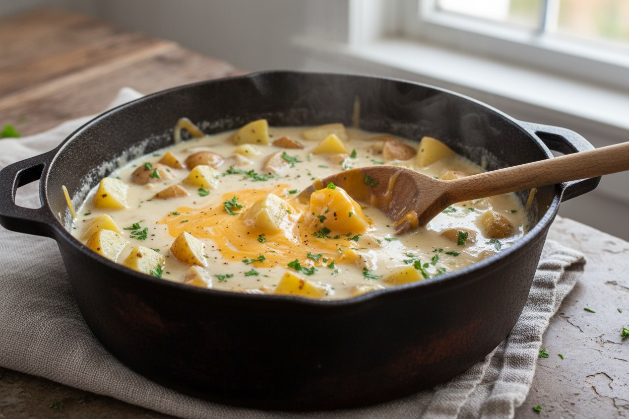 Quick Loaded Baked Potato Soup with Crispy Beef 3 Loaded Baked Potato Soup preparation step 2