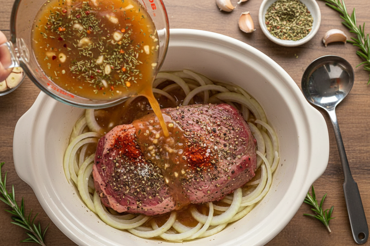 Low Carb Slow Cooker Italian Beef preparation step 2