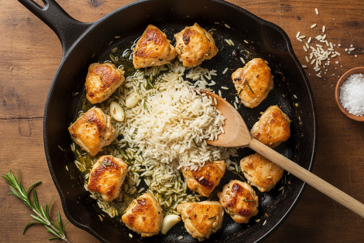 One-Pan Honey BBQ Chicken Rice preparation step 2