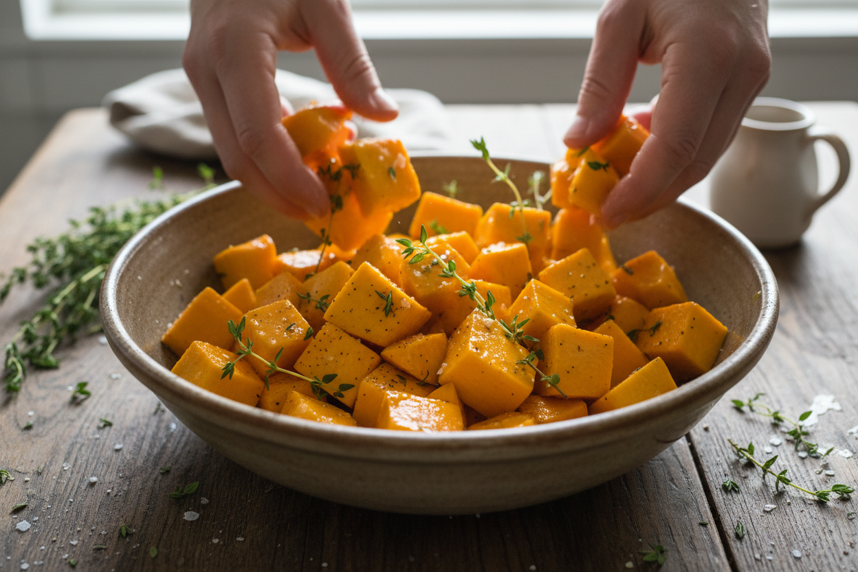 Easy Oven Baked Butternut Squash with Thyme 2 Oven Baked Butternut Squash preparation step 1