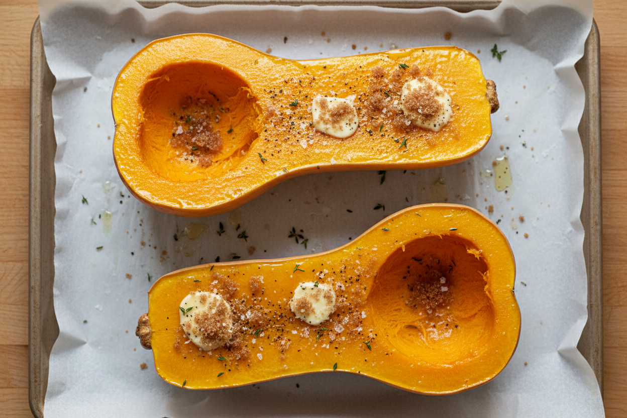 Easy Oven Roasted Butternut Squash with Brown Sugar 3 Oven Roasted Butternut Squash preparation step 2