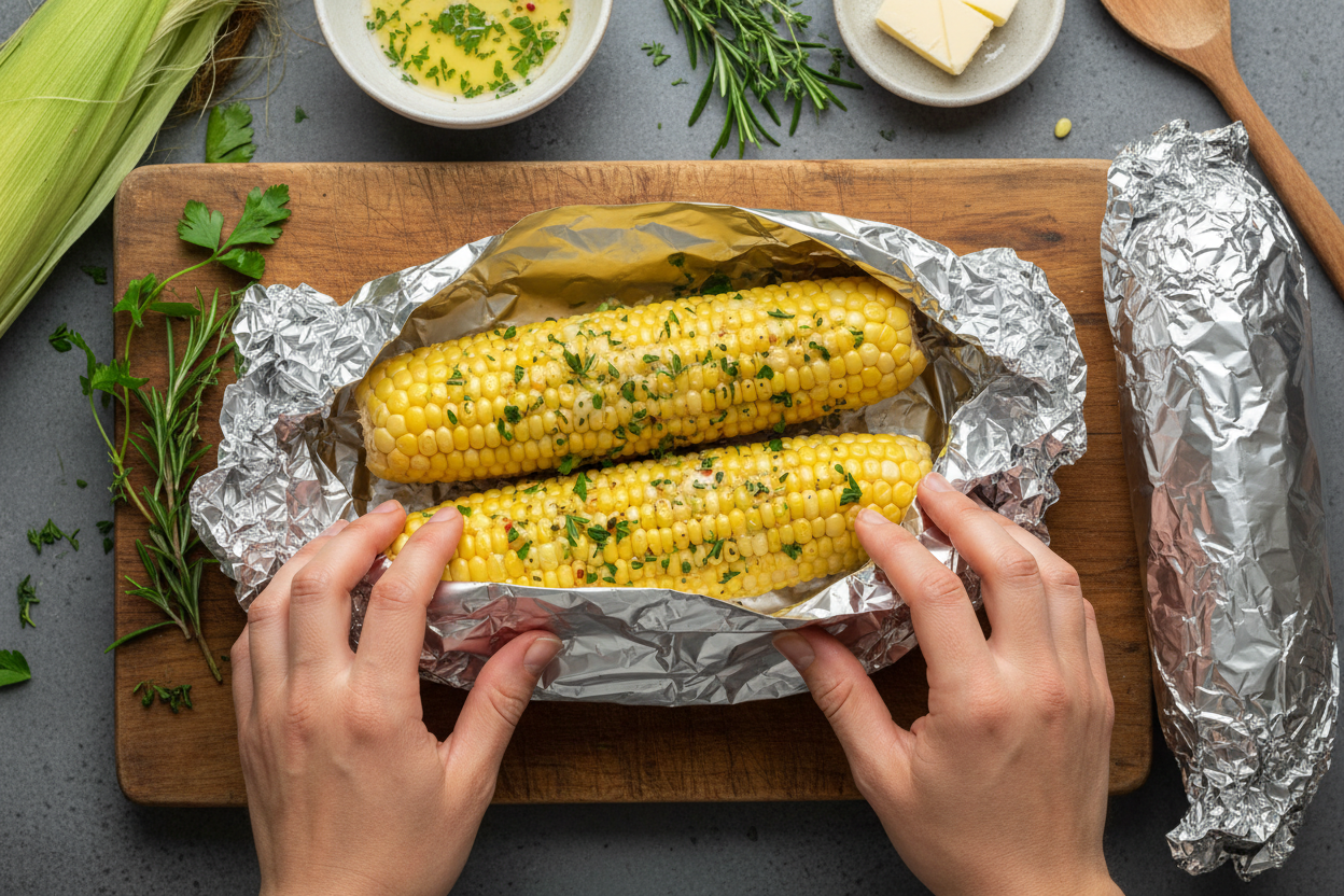 Perfect Oven-Baked Corn on the Cob (30-Minute Side Dish) 3 Oven Roasted Corn on the Cob preparation step 2