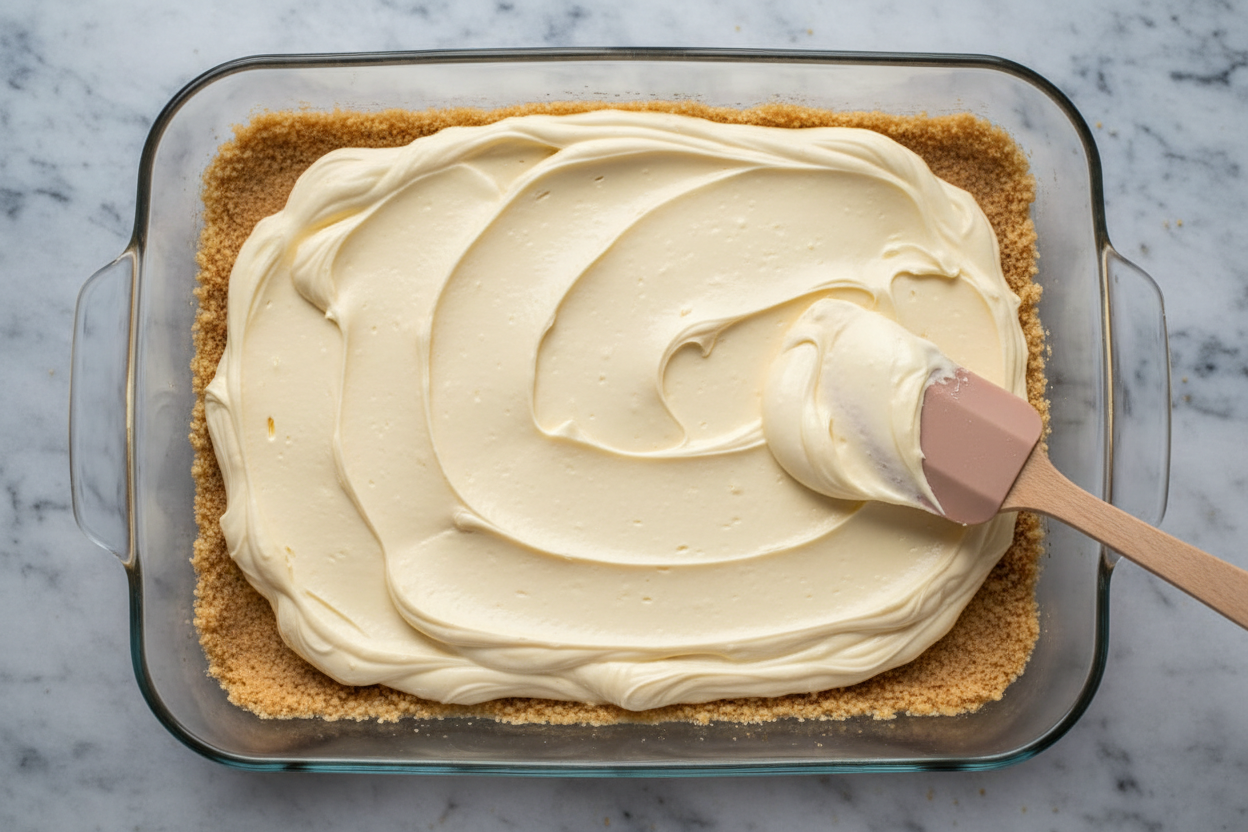 Patriotic No-Bake Flag Cheesecake Bars preparation step 2