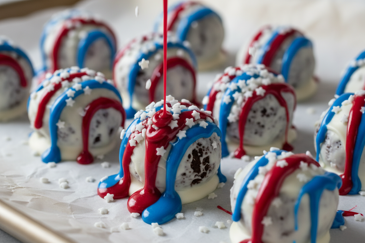 Patriotic Oreo Balls preparation step 2