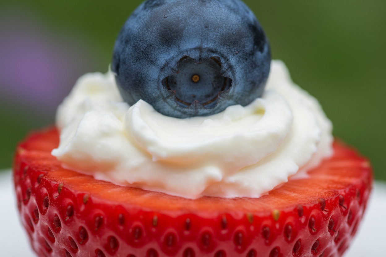 Red, White, and Blue Cheesecake Strawberries preparation step 2