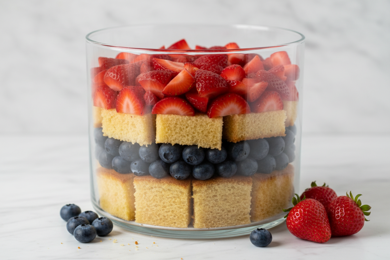 Red, White and Blue Trifle preparation step 2