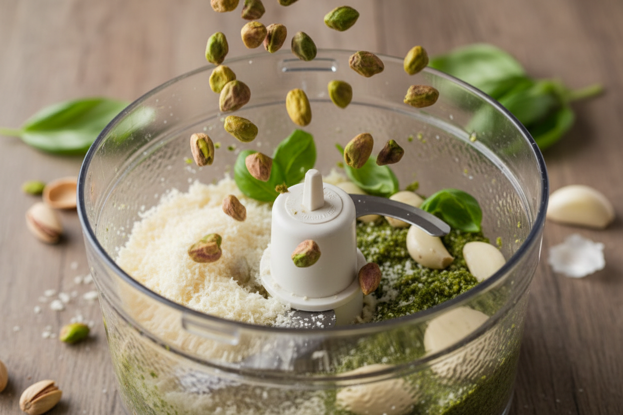 Homemade Toasted Pistachio Basil Sauce: A Nutty Twist 2 Roasted Pistachio Pesto preparation step 1