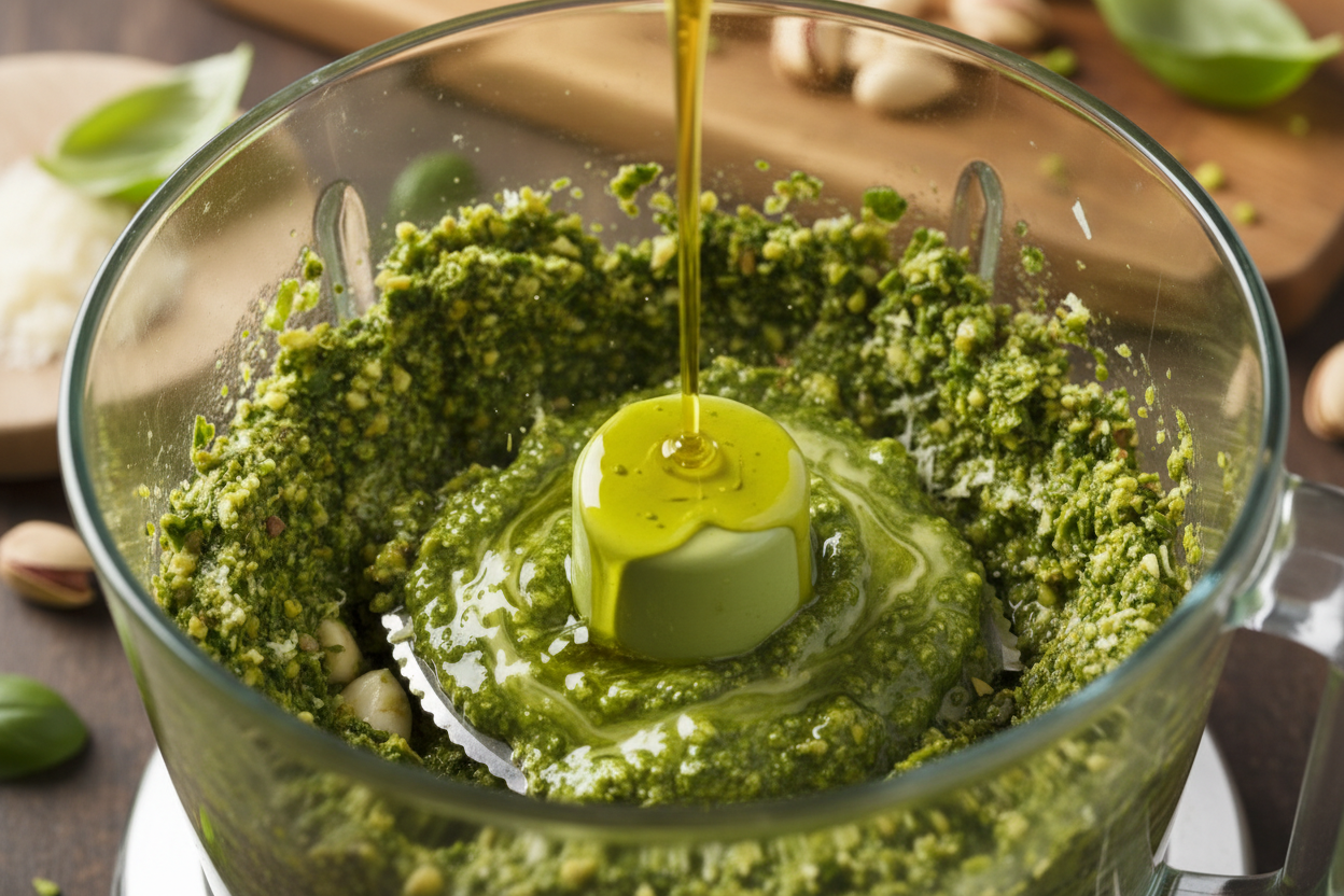 Homemade Toasted Pistachio Basil Sauce: A Nutty Twist 3 Roasted Pistachio Pesto preparation step 2