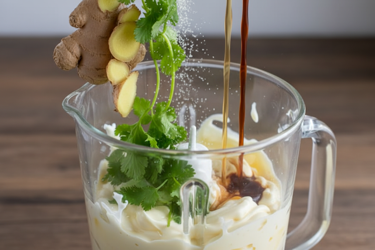 The Best Japanese Steakhouse Dips: Creamy Ginger Cilantro & More 2 Sauces for Hibachi preparation step 1