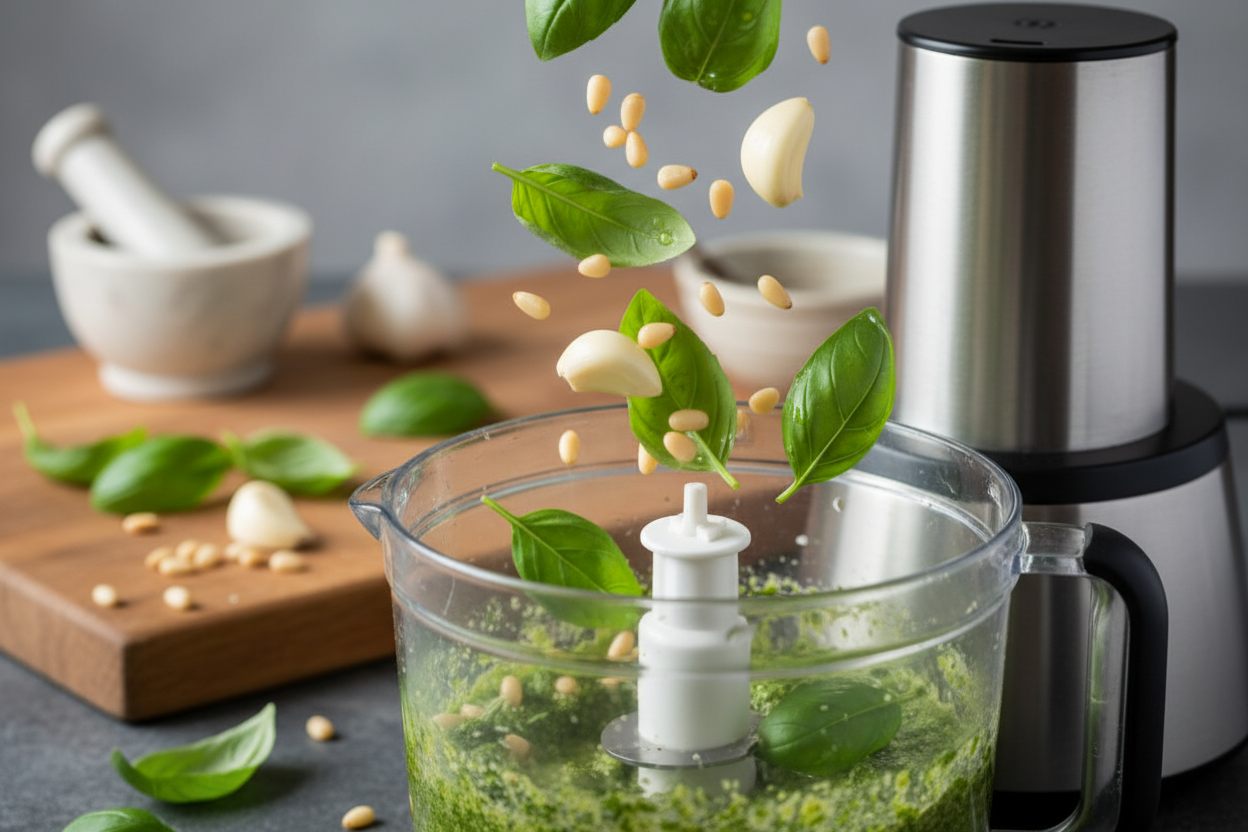 Simple Vegan Pesto preparation step 1