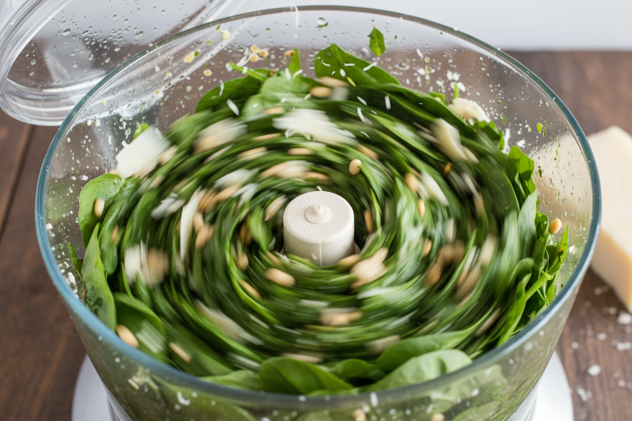 Spinach Basil Pesto Recipe: Quick Homemade Green Sauce 2 Spinach Basil Pesto preparation step 1