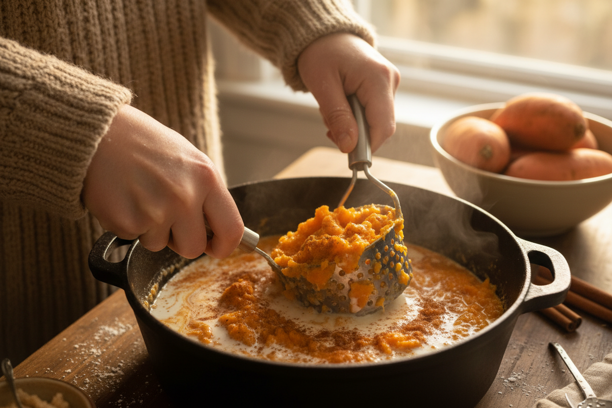 Warm Sweet Potato Morning Bowl with Apple & Pecans 2 Sweet Potato Breakfast Bowl preparation step 1