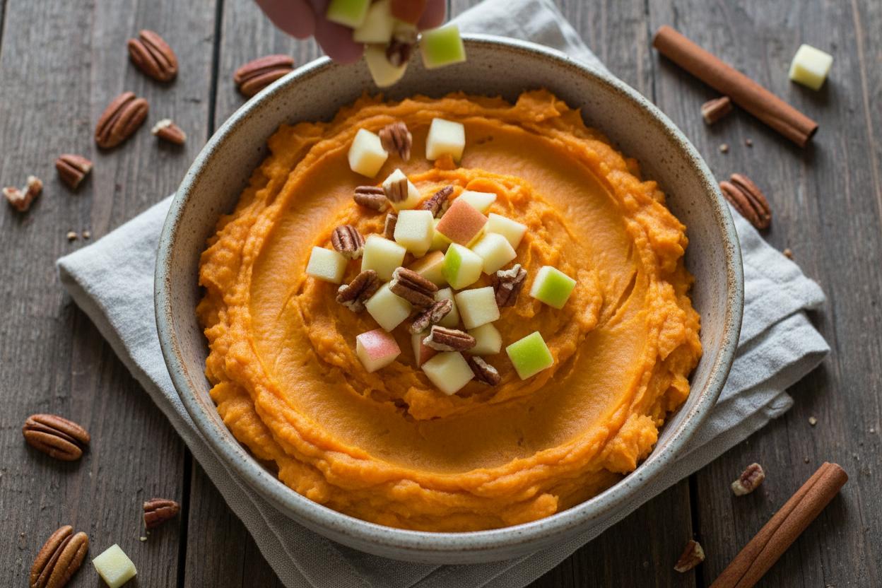 Warm Sweet Potato Morning Bowl with Apple & Pecans 3 Sweet Potato Breakfast Bowl preparation step 2