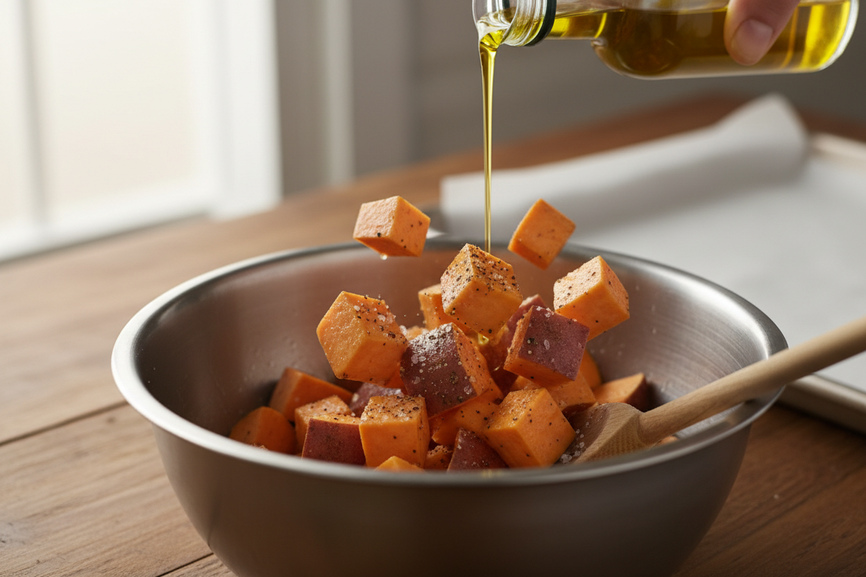 Sweet Potato Ground Beef and Rice Bowl preparation step 1