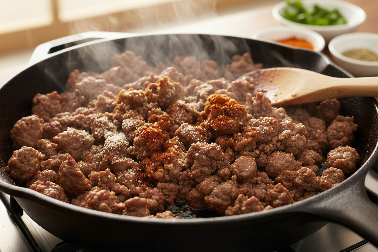 Sweet Potato Ground Beef and Rice Bowl preparation step 2