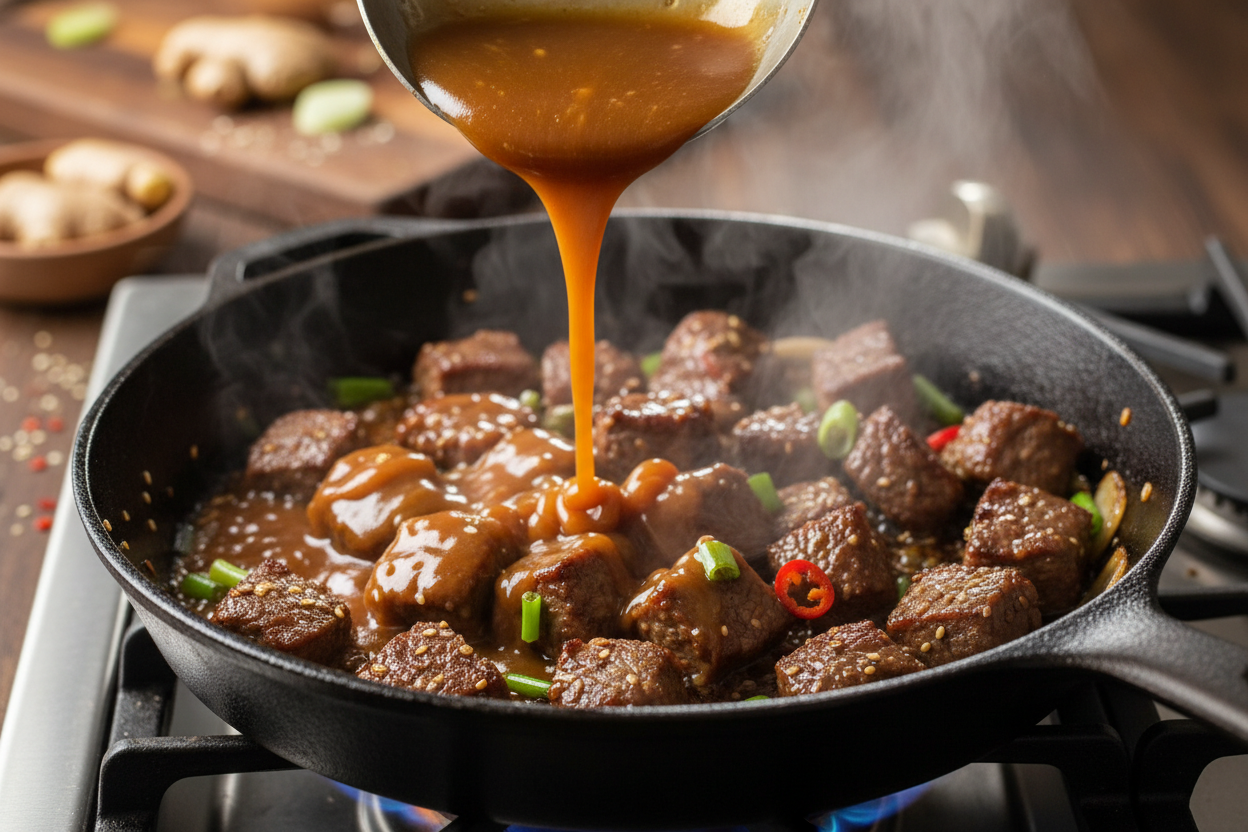 Quick and Easy Glazed Beef Bites with Rice 3 Teriyaki Steak Bites preparation step 2