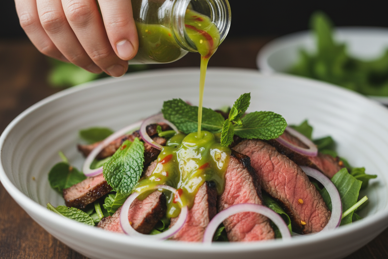 Zesty Thai Beef Salad Recipe with Ginger Sriracha Dressing 3 Thai Beef Salad preparation step 2