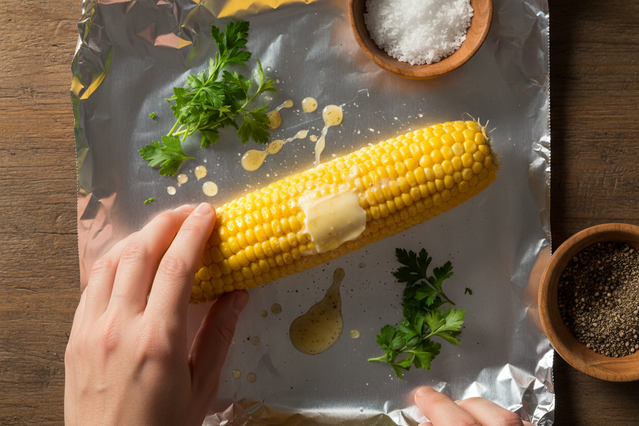 The Best Ever Oven Roasted Corn preparation step 1
