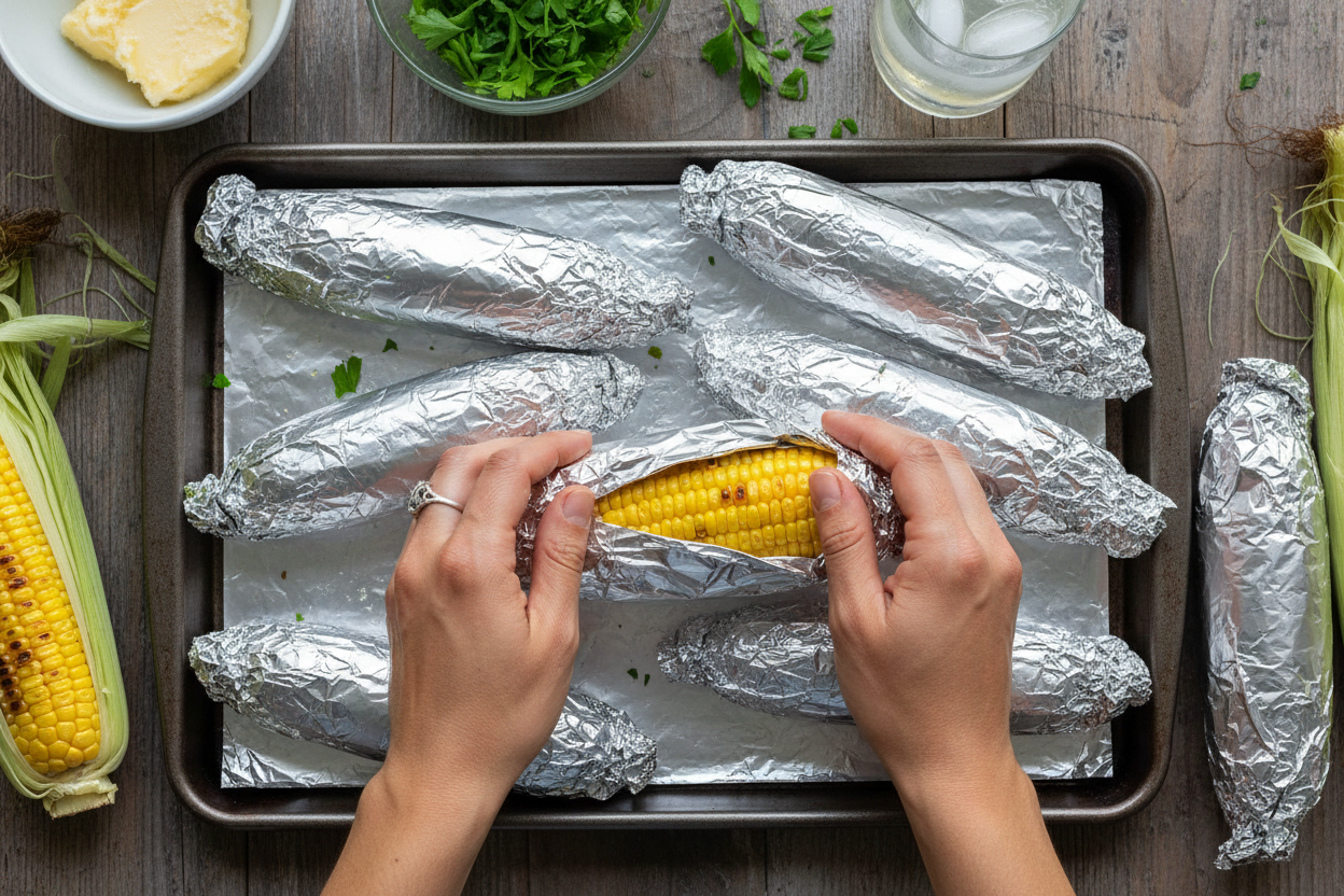 The Best Ever Oven Roasted Corn preparation step 2