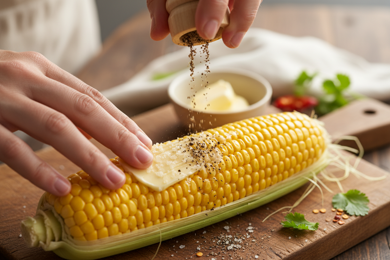 Perfectly Baked Sweet Corn on the Cob: Easy Butter & Pepper Recipe 2 The Most Amazing Oven Roasted Corn preparation step 1
