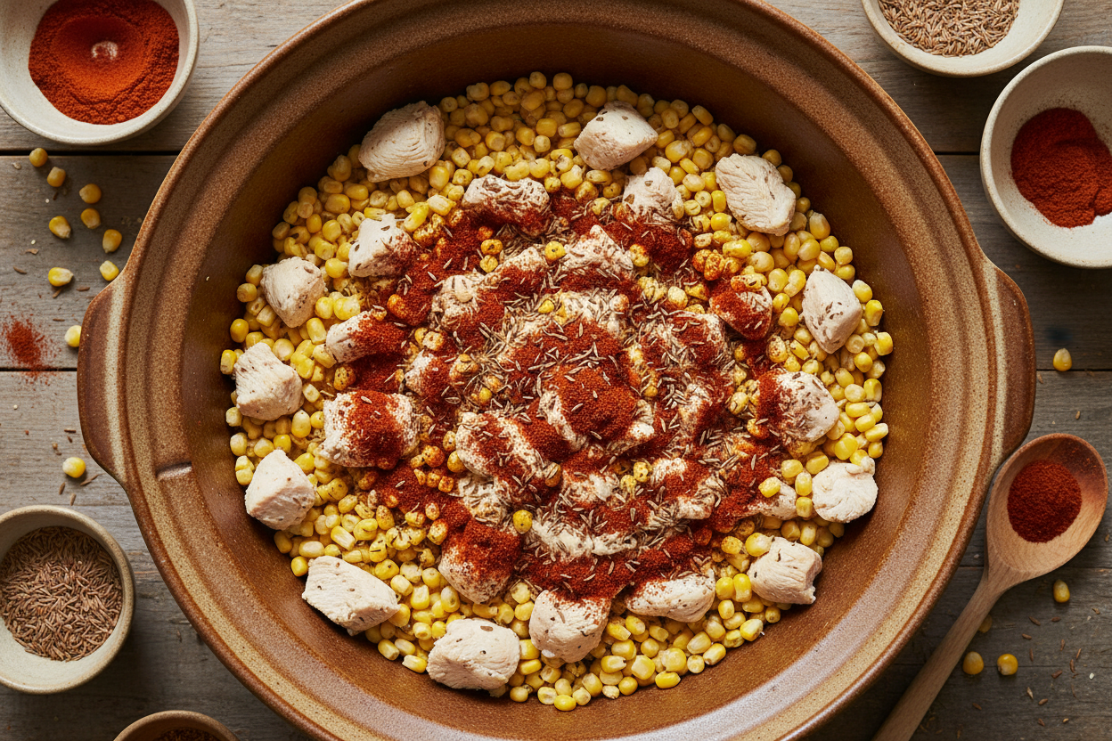 TikTok Summer Crockpot Street Corn Chicken preparation step 2