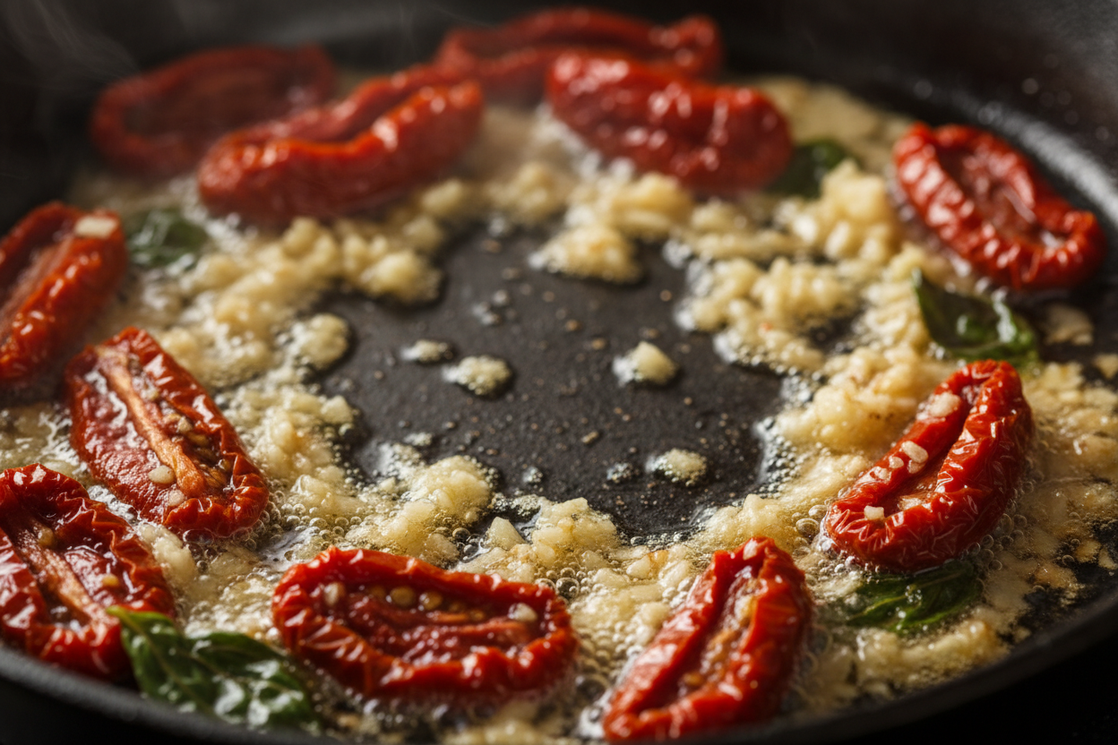 30-Minute Tuscan Chicken Pasta with Sun-Dried Tomatoes 3 Tuscan Chicken Pasta preparation step 2
