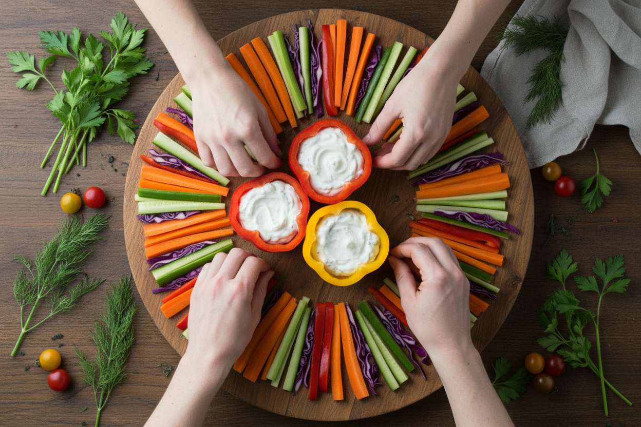 Ultimate Veggie Platter with Bell Pepper Bowls preparation step 2