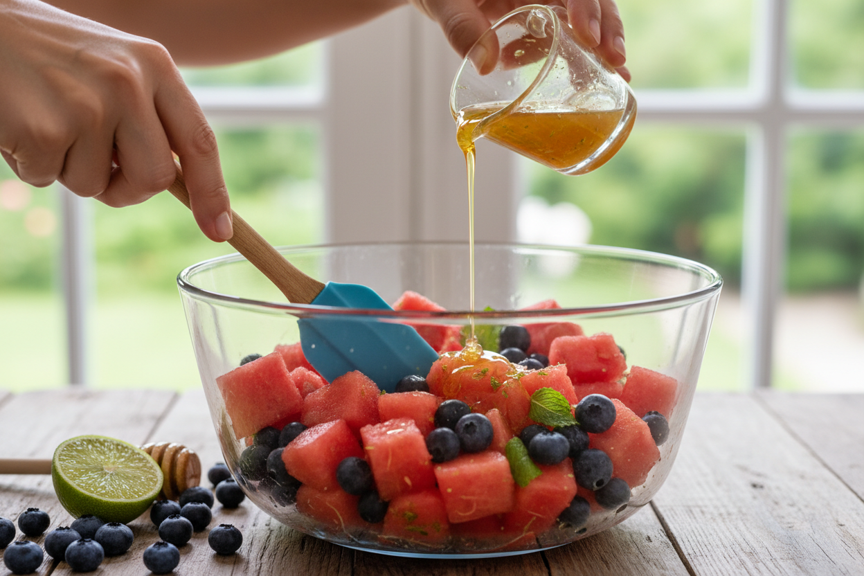 Watermelon Feta Salad preparation step 1