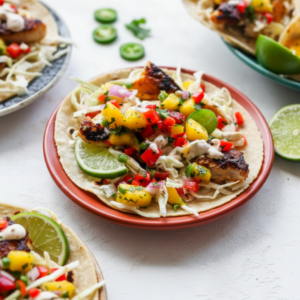 Healthy Pan-Seared Fish Tacos with Fresh Mango Salsa